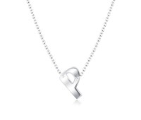 Silver Initial Letter Necklace P SPE-5556